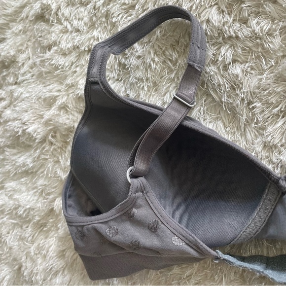 Gray Elastic Bralette Embroidered Polka Dots 34C - Picture 5 of 8